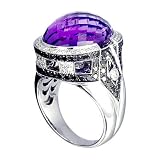 18K White Gold Amethyst, Black Diamond and White Diamond Ring (16.57ctw, G-H, VS)