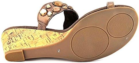 New York Transit Great Cover Women US 8 Bronze Open Toe Wedge Heel