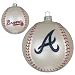 Pack of 2 MLB Atlanta Braves Glass Baseball Christmas Ornaments
