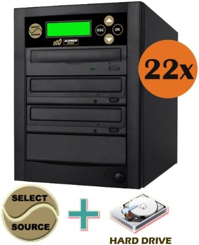 Acumen Disc 1 to 2 Multiple DVD CD Optical Media Copier Duplicator Machine with Built-in 500GB Hard Disk Drive for HDD to Disc Copies (Standalone Audio Video Copy Tower, Disc Duplication Device)