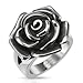 STR-0068 Stainless Steel Single Rose Cast Band Ring (7)