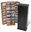 Locking Media Storage Cabinet 64"h Oak