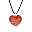 Beautiful Red Murano Glass Heart with Black & Gold Accents