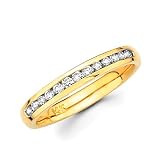 14k Gold Channel Set 13 Round Diamond Wedding Ring Band 1/4ct (G-H Color, SI2 Clarity)