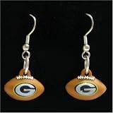 Green Bay Packers 3-D Football Logo Dangle Earrings