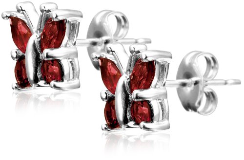 Sterling Silver Garnet Butterfly Earrings under The Jewelry Store