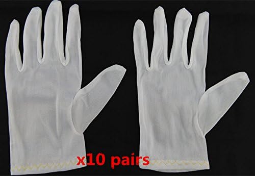 Anti-static work gloves, YSFMODE 10 pairs Anti-static white Gloves, 100% Carbon fiber work gloves,Factory work gloves, Elasticity golves