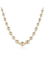 14k Gold Graduated Polished Bead Necklace, 17"