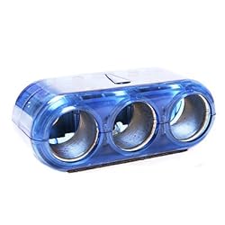 12V Triple Power Adapter for Vehicles - Blue