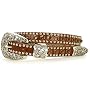 Thin Rhinestone and Punched-in Studded Genuine Leather Belt with Western Buckle