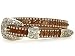 Apparel : Thin Rhinestone and Punched-in Studded Genuine Leather Belt with Western Buckle
