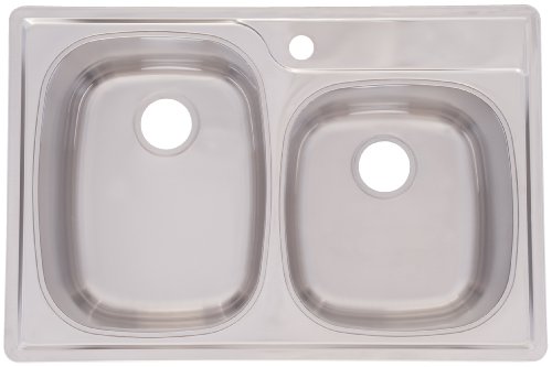 FrankeUSA OMSK951-18BX Offset Double Bowl Stainless Steel 33x22in. Topmount Sink
