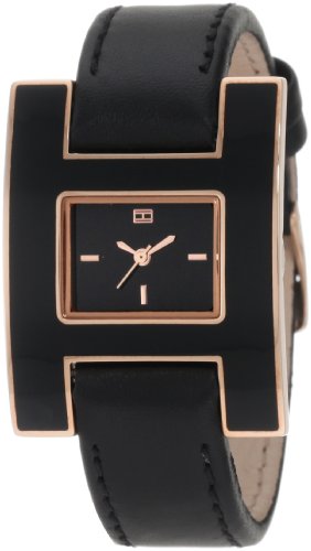 Tommy Hilfiger  Women's 1781154 Fashion Black Enamel and Rose Gold  Watch