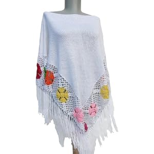 Handmade Maternity Poncho - Crocheted Hawaii Flowers