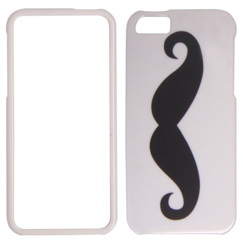 Apple iPhone 5 - Black Big Mustache on White Hard Case, Cover, Snap On, Faceplate