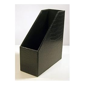 Crocodile /Fx Leather Magazine File - BLACK