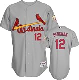 Lance Berkman: St. Louis Cardinals #12 Road Grey Authentic Jersey with World Series Commemorative Patch worn in 2012