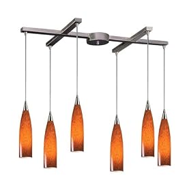 Lungo - 6 Light Kitchen Island Pendant Track Lighting Fixture - Brushed Nickel - Amber... by ELK Lighting