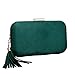 Missfiona Womens Velvet Evening Hardbox Clutch Tassel Drop Party Shoulder Bag Purse(Emerald)