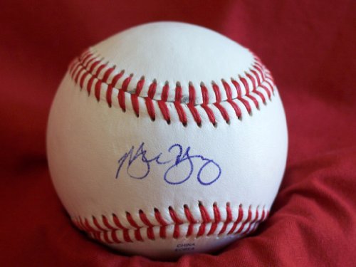 2011 World Series Michael Young Autographed ROLB Baseball, Texas Rangers, Proof Photo of Michael Signing for Us.