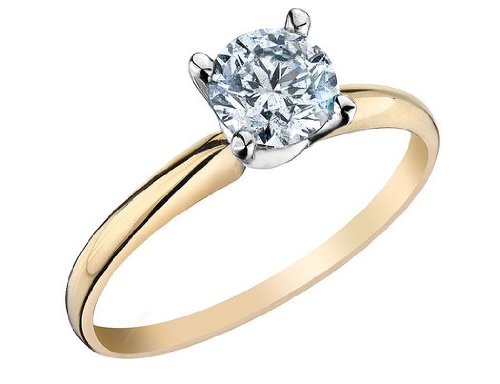Engagement Ring: 1 Carat (ctw) in 14K Yellow Gold Diamond Solitaire Ring (Certified)