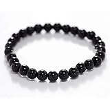 Black Obsidian Round 6mm Beads Stretch Bracelet - 6 3/4 Inches