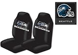 3-Piece Seattle Seahawks Automotive Interior Gift Set - A Set of 2 NFL Licensed Universal-Fit Front Bucket Seat Covers and One Official NFL Licensed Team Helmet Logo Air Freshener Pine Forest Scent