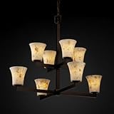 IMAGE OF Alabaster Rocks Modular Eight Light Chandelier Metal Finish: Dark Bronze, Shade Option: Oval
