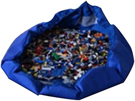 Smart international 150cm diameter toy organizer and floor activity mat makes toy storage and cleanup a breeze-Turns into a shoulder bag blue