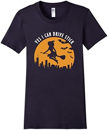 Women's Yes I Can Drive Stick funny halloween witch tshirt (t-shirt) XL Navy
