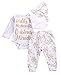Baby Girls Christmas Snowflake Bodysuits with Leggings and Hat 3pcs Outfit Set (3-6M, White)