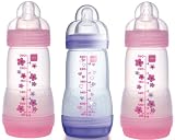 MAM Anti-Colic 260 ml Bottles for Girls (3-Pack)