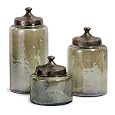 IMAX Round Green Luster Canisters, Set of 3