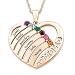 Mothers Birthstone & Name Heart Necklace - Personalized Jewelry