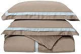Resorts Collection 420-Thread Count Cotton King Duvet Set, Chocolate with Teal Frame