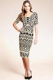 Ikat Print Front Pleat Jersey Dress