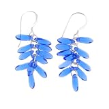 Anna Perrone Blue Dagger Bead Earrings Finished with .925 Sterling Silver