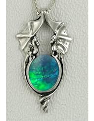 A Proud Pair of Sterling Silver Dragons Accented with Genuine Opal Triplet Made in America