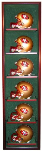 6 Full Size Football Helmet Display Case-Honey
