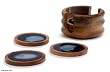 Blue agate and cedar coasters, 'Sky High' (set of 6)