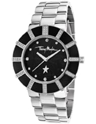Womens Silver-Tone Steel Black Dial