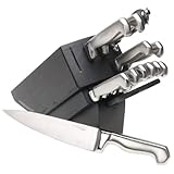 Farberware Pro Stainless-Steel 15-Piece Fine-Edge Knife Set with Block, Black