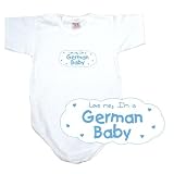 BABY BODYSUIT WHITE  LIGHT BLUE CLOUD LOVE ME , I'M GERMAN  GERMANY 3 - 6 Months