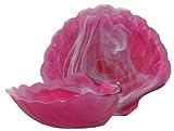 Colorful Recycled Art Glass Large Raspberry Red Scallop Bowl 11.5"D, 5"H