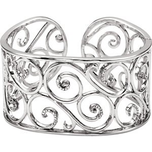 Genuine IceCarats Designer Jewelry Gift Sterling Silver 7 Inch Diamond Cuff Bracelet 7 Inch 7 Inch Diamond Cuff Bracelet In Sterling Silver