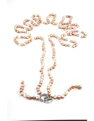 Fresh Water Pearls Necklace with Silver Plated Easy-hook Clasp 66 Inches Nature Light Pink