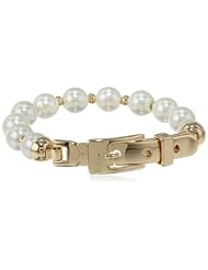 Anne Klein "Fair Lady" Gold-Tone and Buckle Motif Stretch Bracelet, 2.7"