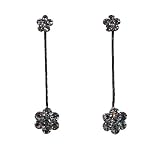 Earrings - E125 - Swarovski Crystal Flower Drop ~ Black Diamond (Gray / Grey)
