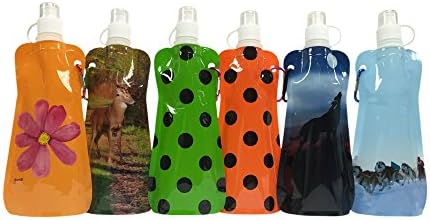 Reusable Eco-Friendly Foldable Waterbottles -BPA Free - 16.9 oz - 6 Pack