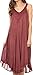 Sakkas Calais Mid Length Sleeveless Tank Top Detailed Embroidery Caftan Dress